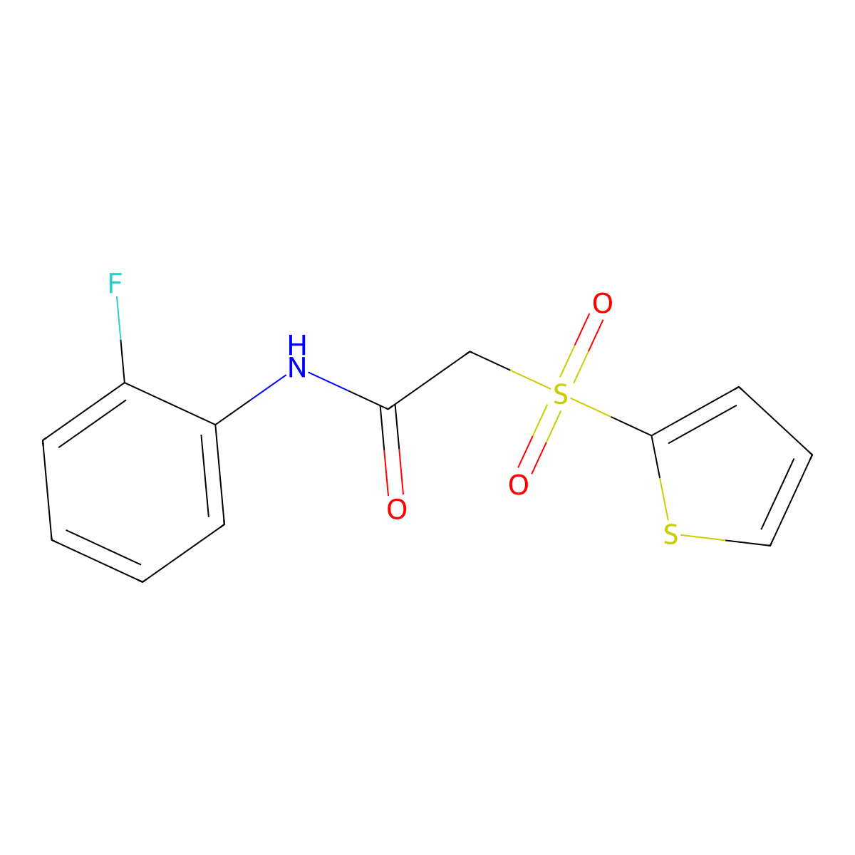 N-(2-fluorophenyl)-2-(thiophen-2-ylsulfonyl)acetamide molecular structure, CAS 1020970-00-6