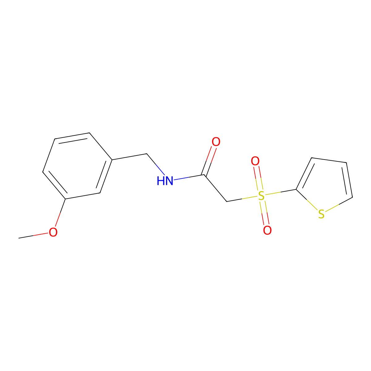 N-(3-methoxybenzyl)-2-(thiophen-2-ylsulfonyl)acetamide molecular structure, CAS 1020970-08-4