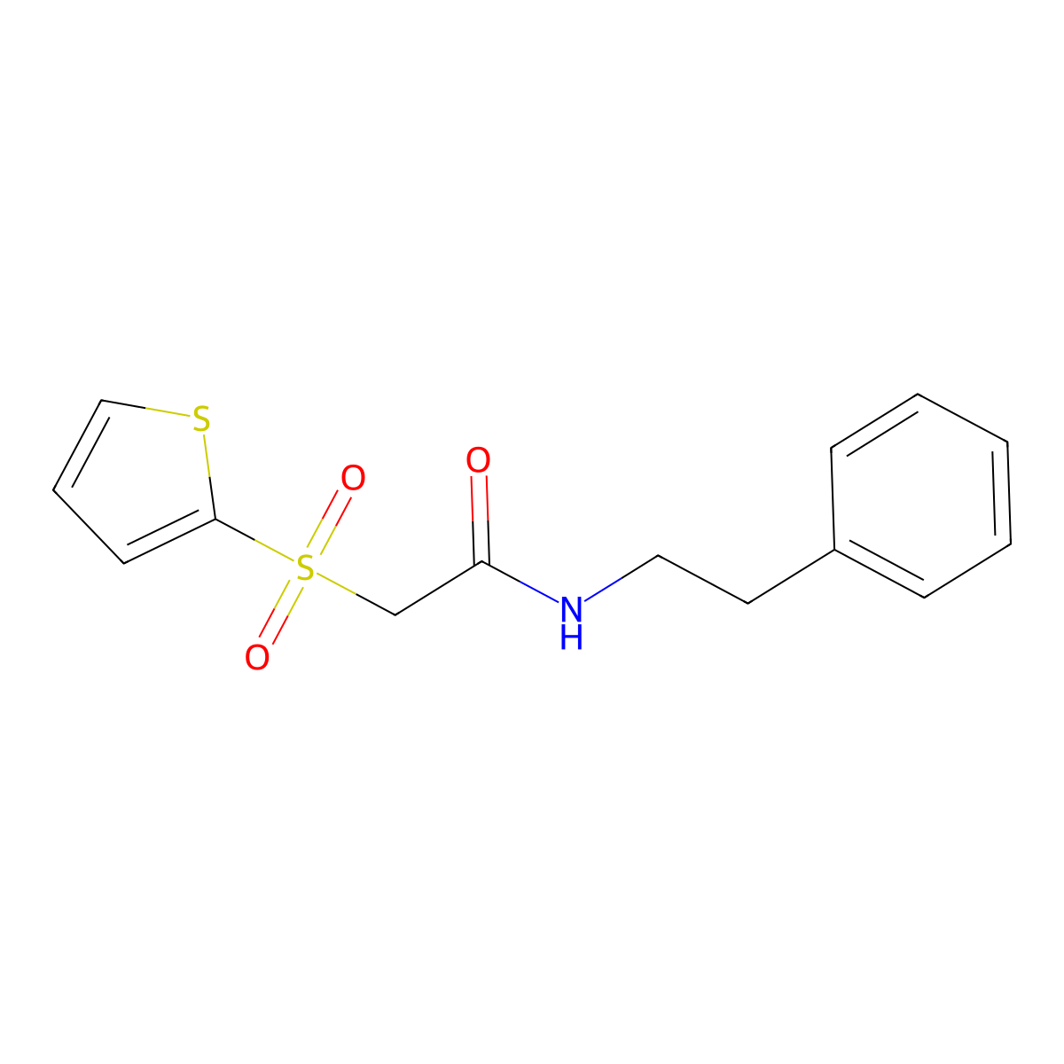 N-(2-phenylethyl)-2-(thiophen-2-ylsulfonyl)acetamide molecular structure, CAS 1020970-16-4