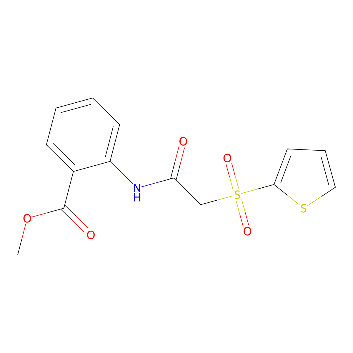 Methyl 2-{[(2-thienylsulfonyl)acetyl]amino}benzoate molecular structure, CAS 1020970-24-4