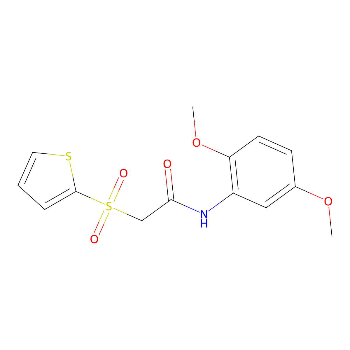 N-(2,5-dimethoxyphenyl)-2-(thiophen-2-ylsulfonyl)acetamide molecular structure, CAS 1020970-31-3