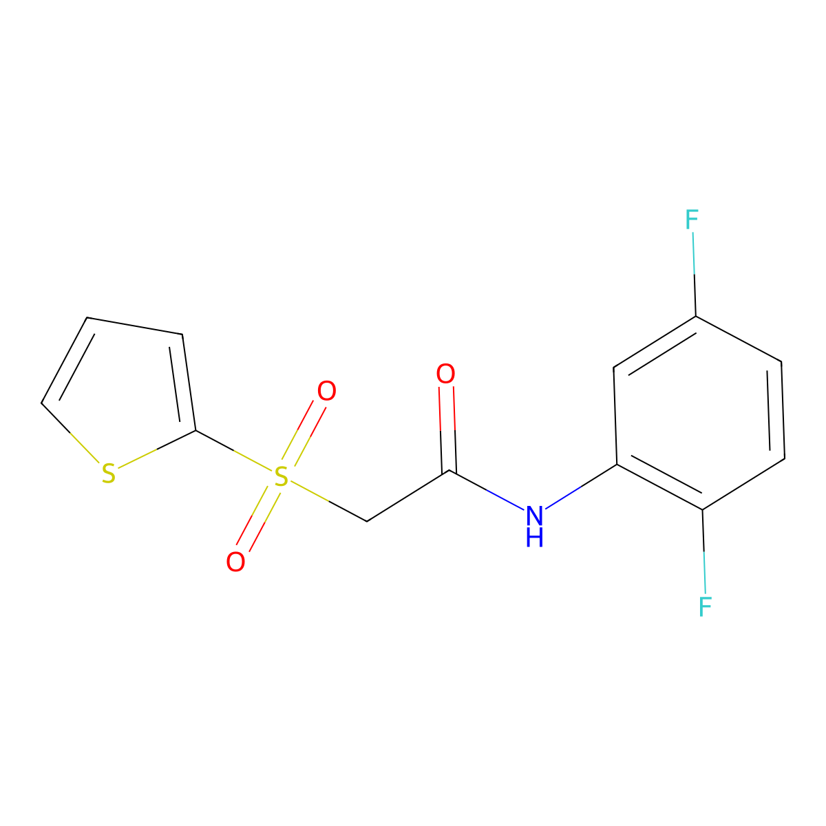 N-(2,5-difluorophenyl)-2-(thiophen-2-ylsulfonyl)acetamide molecular structure, CAS 1020970-38-0