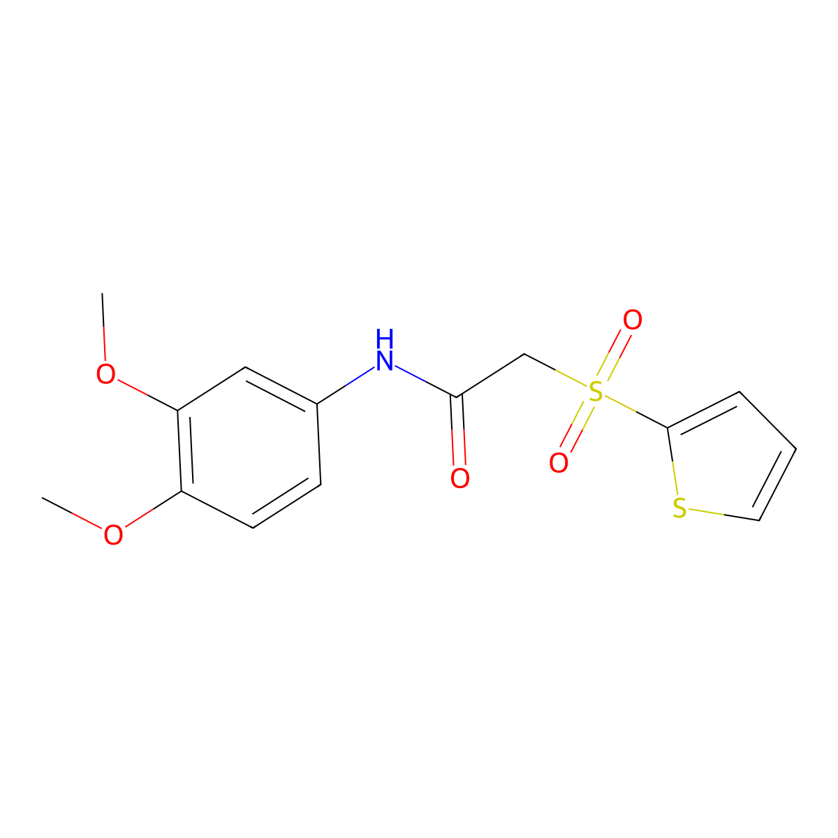 N-(3,4-dimethoxyphenyl)-2-(thiophen-2-ylsulfonyl)acetamide molecular structure, CAS 1020970-45-9