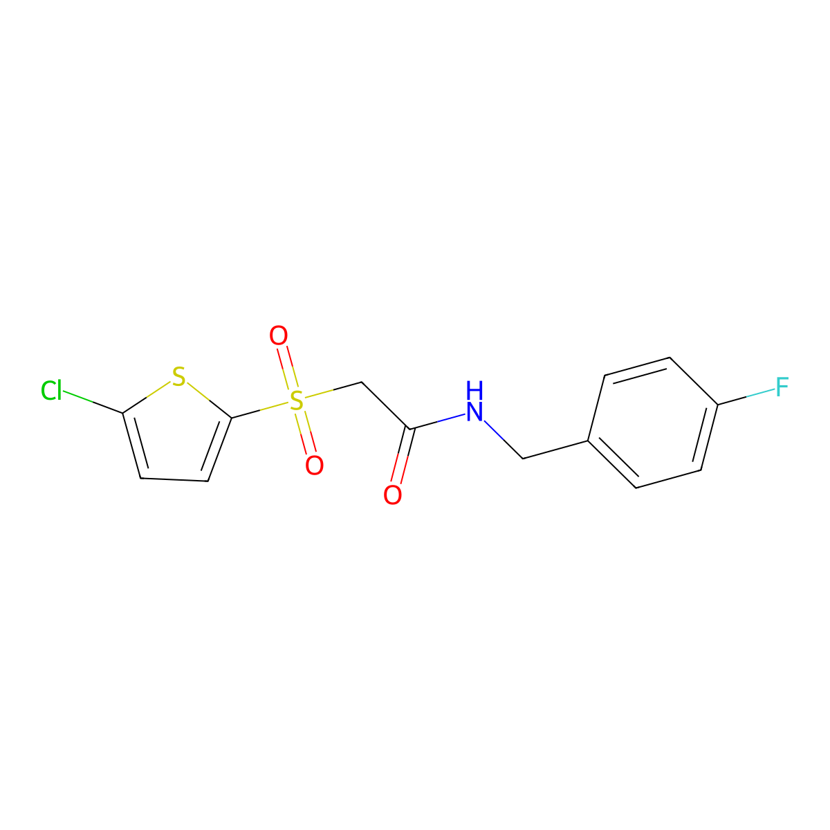 2-((5-chlorothiophen-2-yl)sulfonyl)-N-(4-fluorobenzyl)acetamide molecular structure, CAS 1020970-59-5