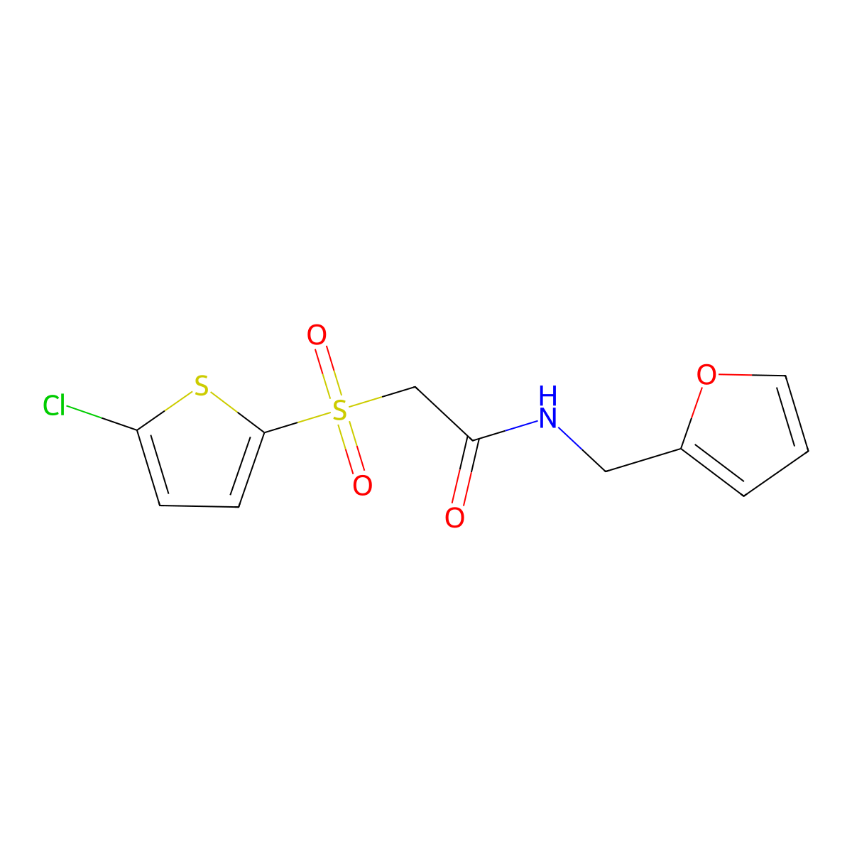 2-((5-chlorothiophen-2-yl)sulfonyl)-N-(furan-2-ylmethyl)acetamide molecular structure, CAS 1020970-65-3