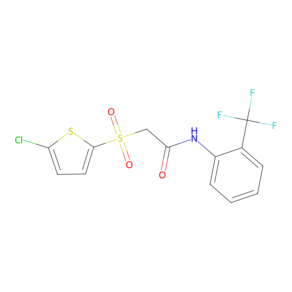2-[(5-chlorothiophen-2-yl)sulfonyl]-N-[2-(trifluoromethyl)phenyl]acetamide molecular structure, CAS 1020970-70-0