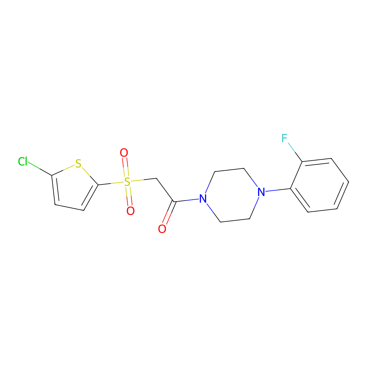1-{[(5-Chloro-2-thienyl)sulfonyl]acetyl}-4-(2-fluorophenyl)piperazine molecular structure, CAS 1020970-75-5