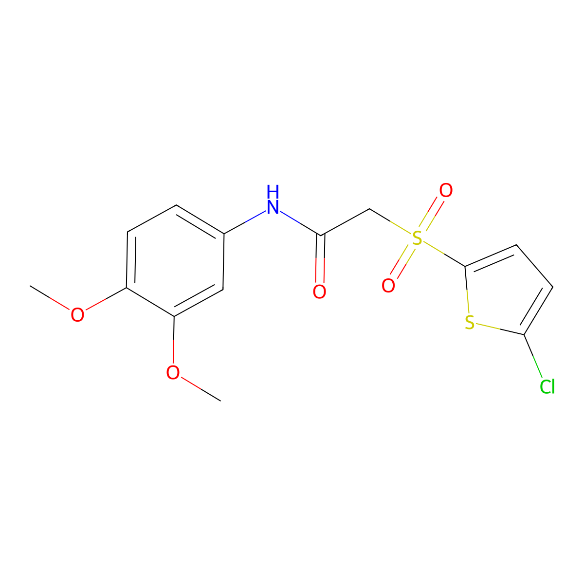 2-[(5-chlorothiophen-2-yl)sulfonyl]-N-(3,4-dimethoxyphenyl)acetamide molecular structure, CAS 1020970-89-1