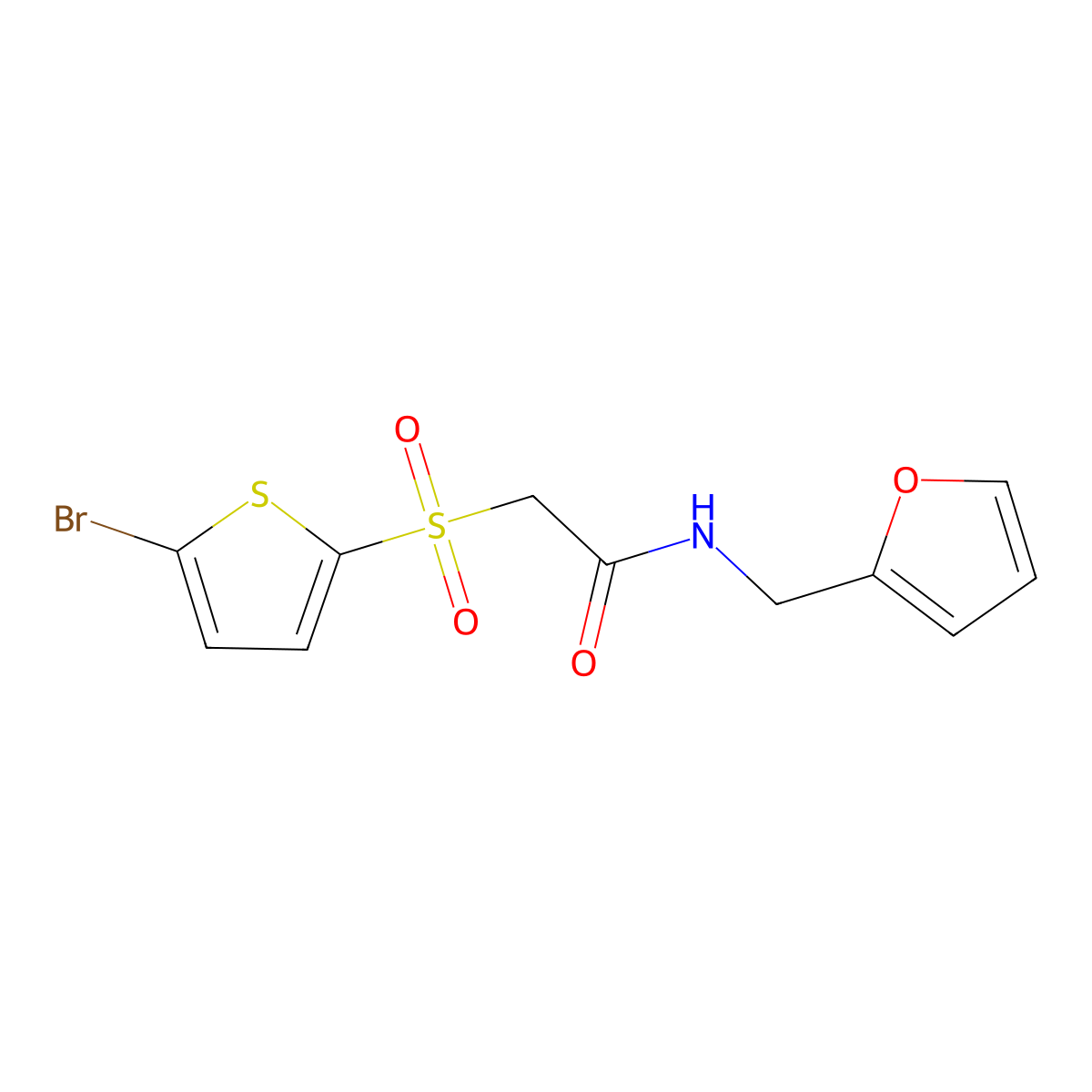 2-((5-bromothiophen-2-yl)sulfonyl)-N-(furan-2-ylmethyl)acetamide molecular structure, CAS 1020971-01-0