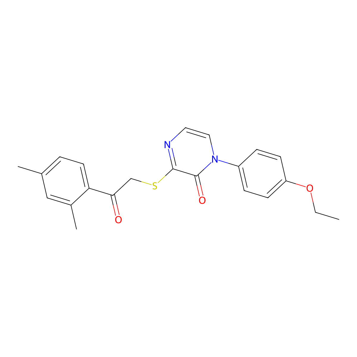 3-{[2-(2,4-Dimethylphenyl)-2-oxoethyl]sulfanyl}-1-(4-ethoxyphenyl)-1,2-dihydropyrazin-2-one molecular structure, CAS 1020971-07-6