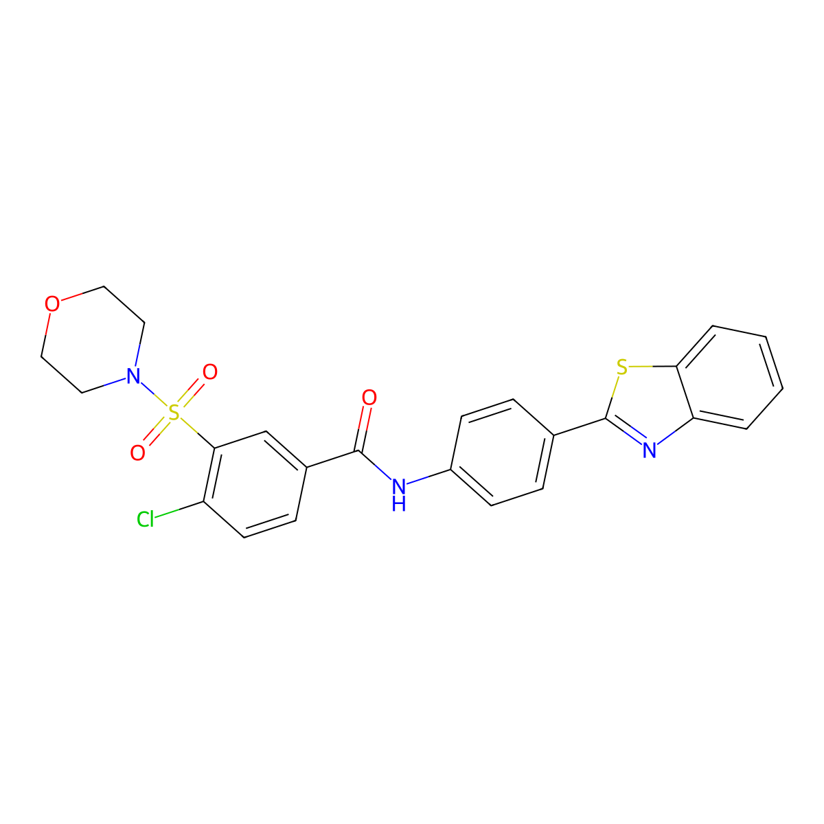 N-[4-(1,3-benzothiazol-2-yl)phenyl]-4-chloro-3-(morpholin-4-ylsulfonyl)benzamide molecular structure, CAS 1020971-40-7