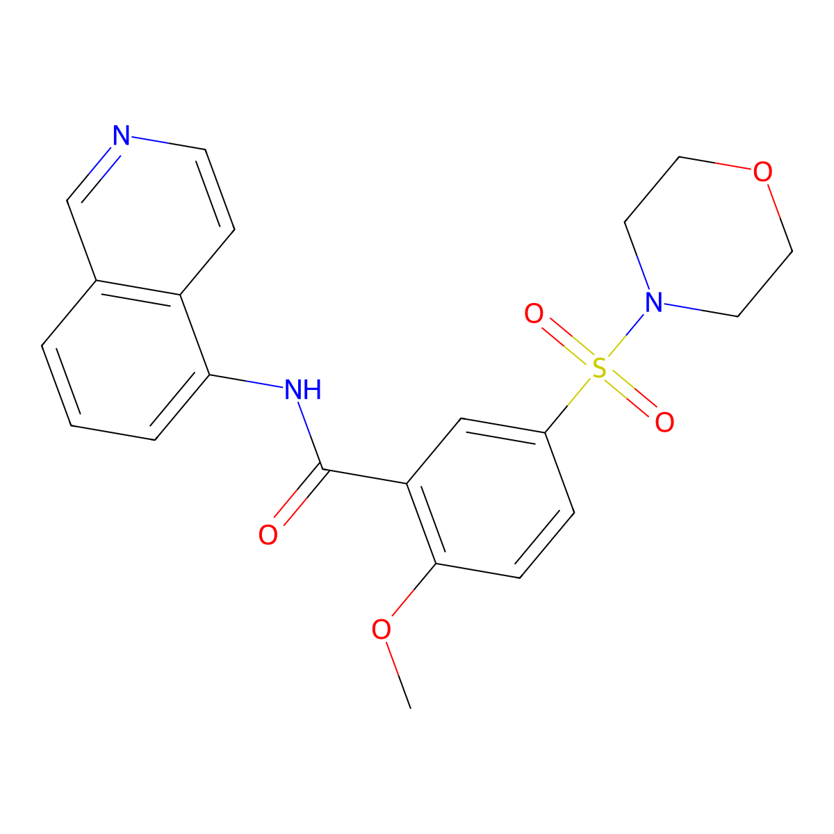N-(isoquinolin-5-yl)-2-methoxy-5-(morpholin-4-ylsulfonyl)benzamide molecular structure, CAS 1020971-53-2