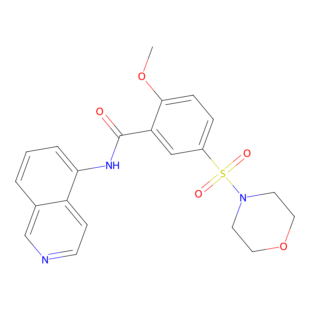 N-(isoquinolin-5-yl)-2-methoxy-5-(morpholin-4-ylsulfonyl)benzamide molecular structure, CAS 1020971-53-2