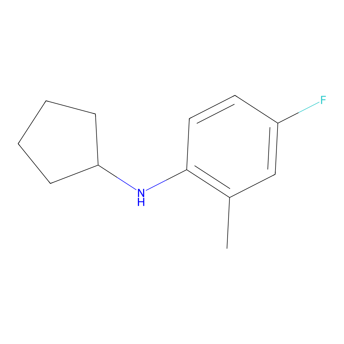N-cyclopentyl-4-fluoro-2-methylaniline molecular structure, CAS 1020971-90-7