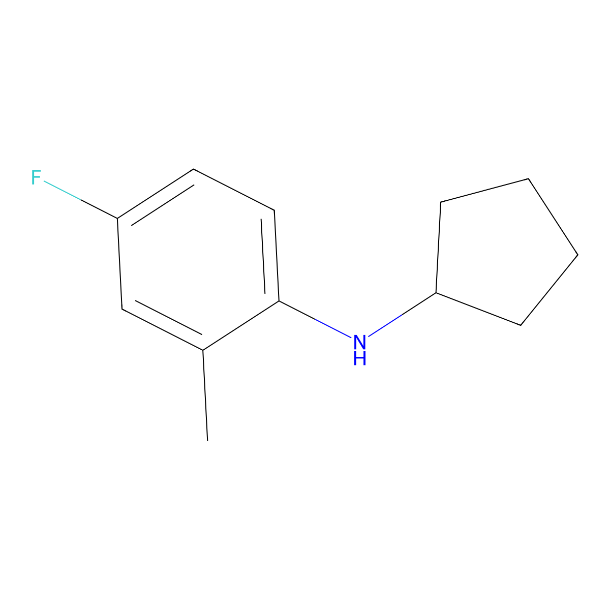 N-cyclopentyl-4-fluoro-2-methylaniline molecular structure, CAS 1020971-90-7