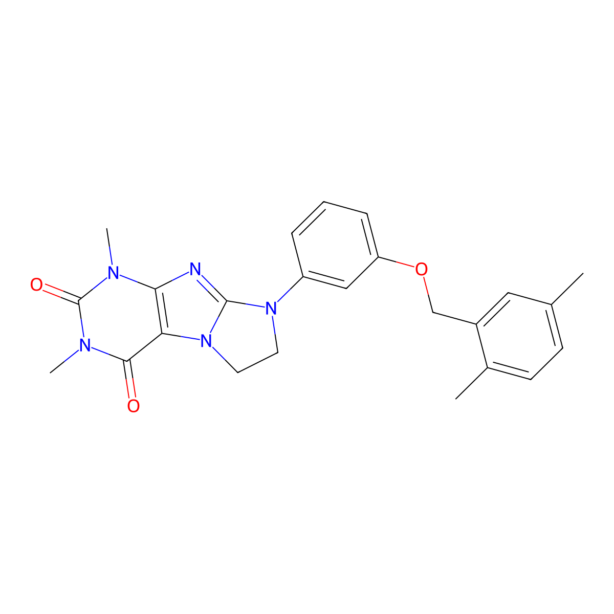 8-{3-[(2,5-Dimethylphenyl)methoxy]phenyl}-1,3-dimethyl-1,3,5-trihydroimidazoli dino[1,2-h]purine-2,4-dione molecular structure, CAS 1020971-96-3