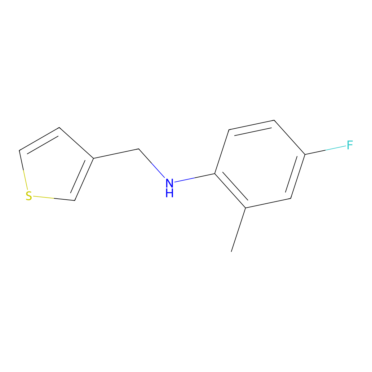 4-fluoro-2-methyl-N-[(thiophen-3-yl)methyl]aniline molecular structure, CAS 1020972-12-6