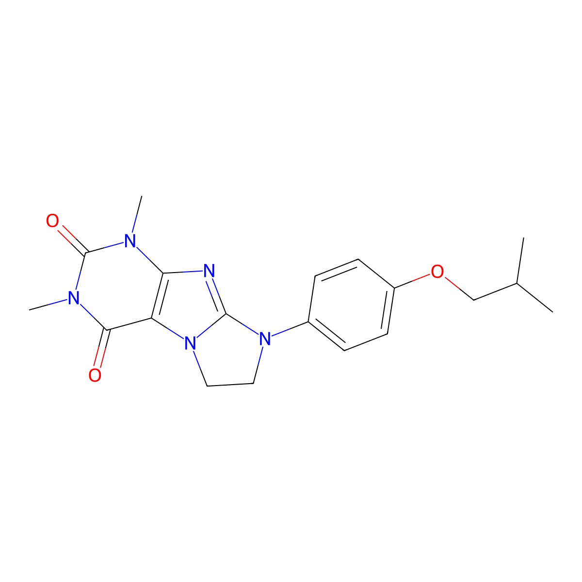 1,3-Dimethyl-8-[4-(2-methylpropoxy)phenyl]-1,3,5-trihydroimidazolidino[1,2-h]p urine-2,4-dione molecular structure, CAS 1020972-19-3