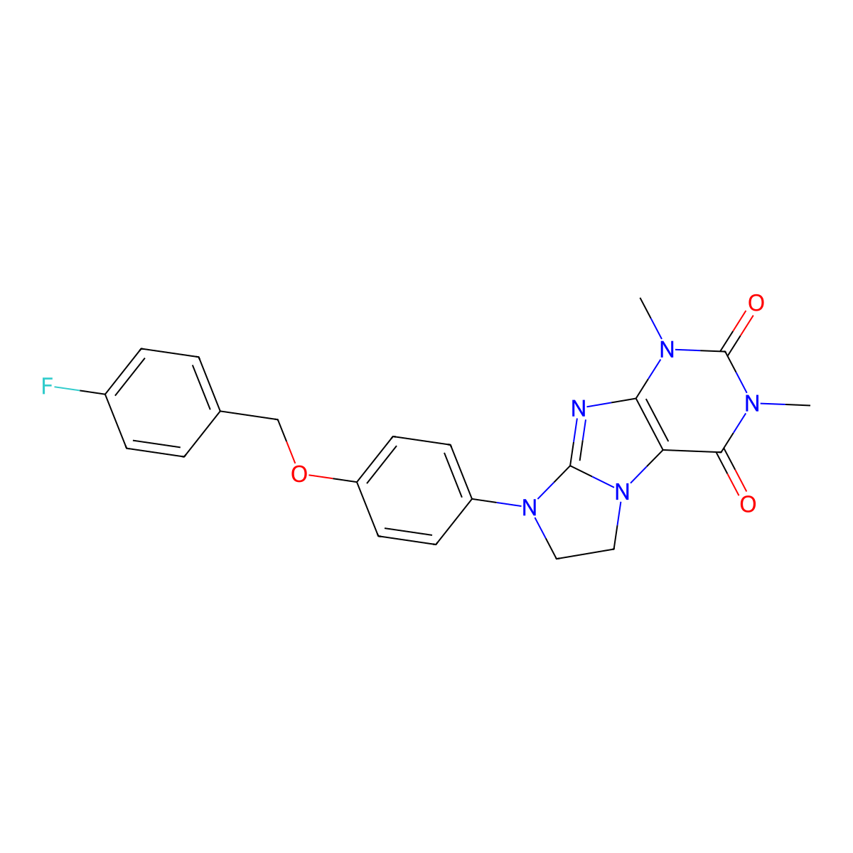 8-{4-[(4-Fluorophenyl)methoxy]phenyl}-1,3-dimethyl-1,3,5-trihydroimidazolidino [1,2-h]purine-2,4-dione molecular structure, CAS 1020972-33-1