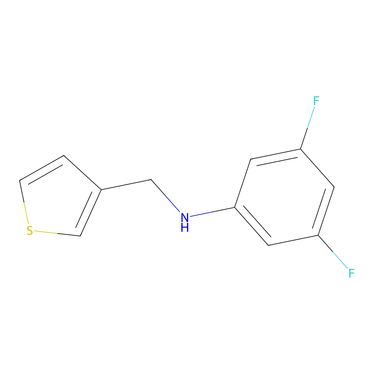 3,5-difluoro-N-[(thiophen-3-yl)methyl]aniline molecular structure, CAS 1020974-06-4