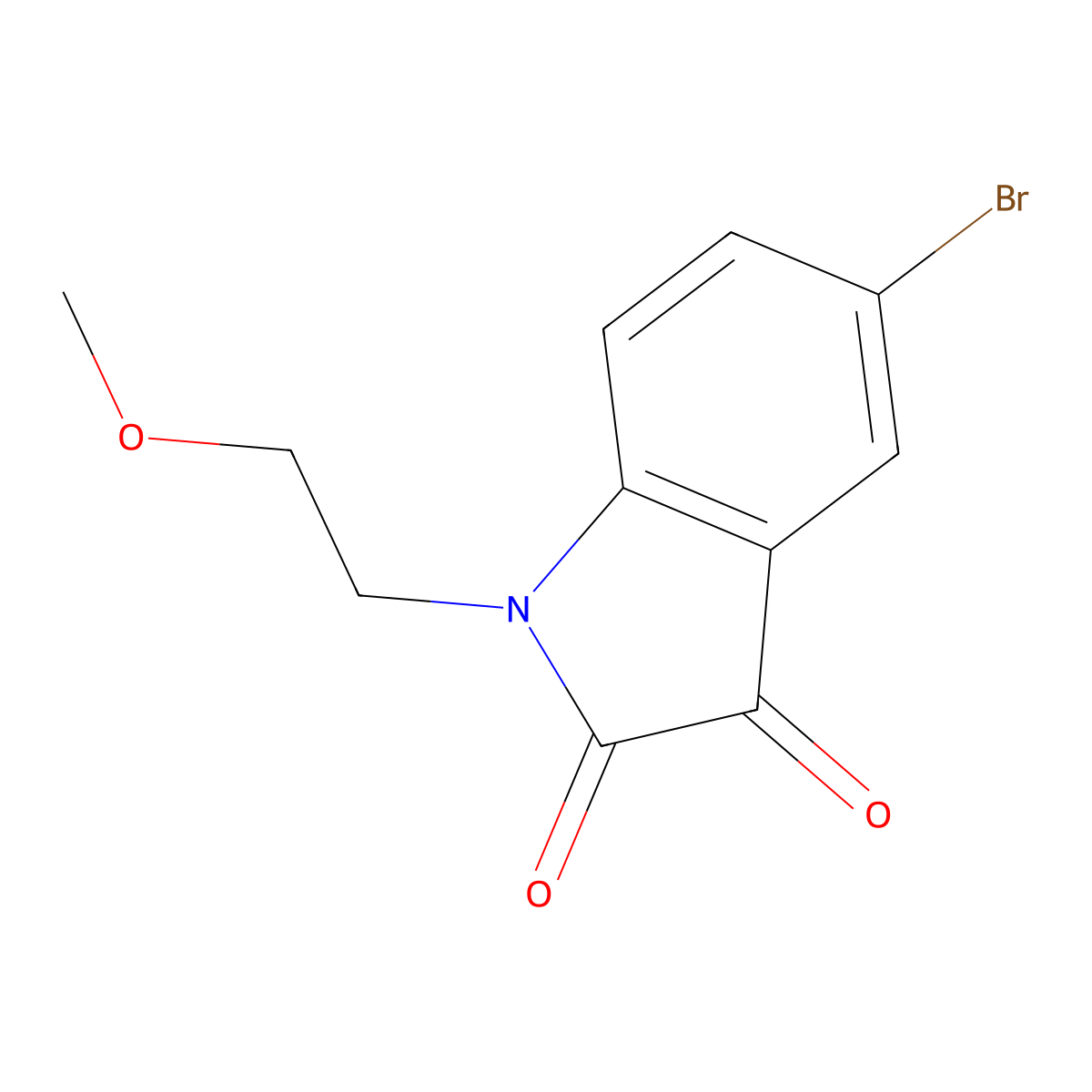5-bromo-1-(2-methoxyethyl)-2,3-dihydro-1H-indole-2,3-dione molecular structure, CAS 1020974-19-9