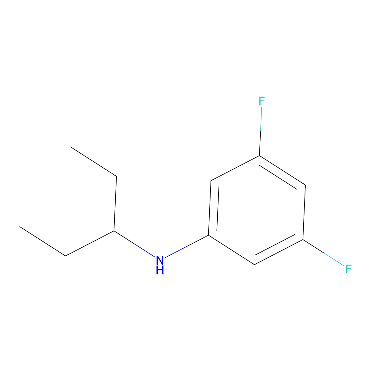 3,5-difluoro-N-(pentan-3-yl)aniline molecular structure, CAS 1020974-47-3