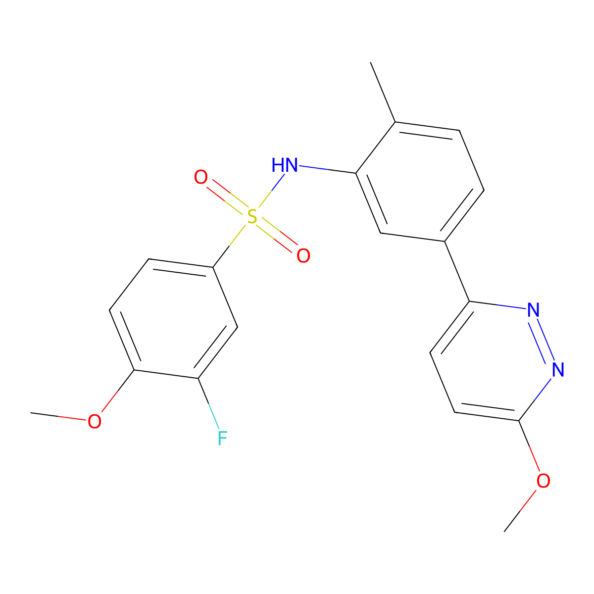 3-fluoro-4-methoxy-N-(5-(6-methoxypyridazin-3-yl)-2-methylphenyl)benzenesulfonamide molecular structure, CAS 1020974-68-8