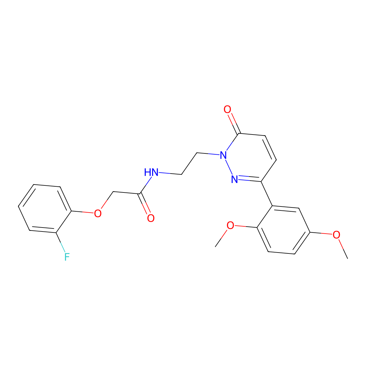 N-(2-(3-(2,5-dimethoxyphenyl)-6-oxopyridazin-1(6H)-yl)ethyl)-2-(2-fluorophenoxy)acetamide molecular structure, CAS 1020974-75-7
