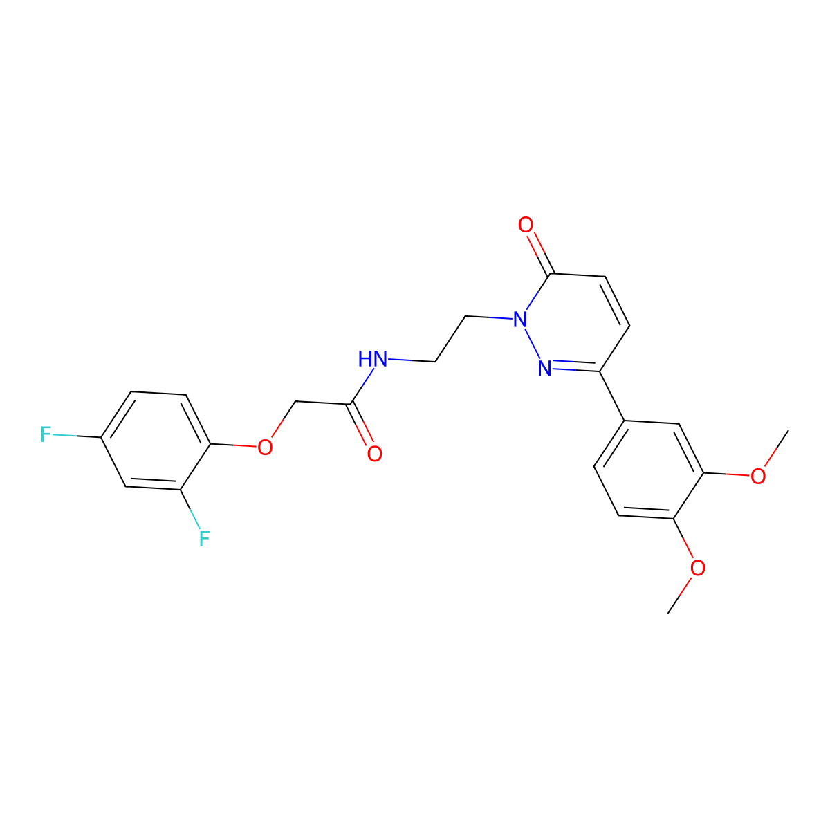 2-(2,4-difluorophenoxy)-N-(2-(3-(3,4-dimethoxyphenyl)-6-oxopyridazin-1(6H)-yl)ethyl)acetamide molecular structure, CAS 1020974-82-6