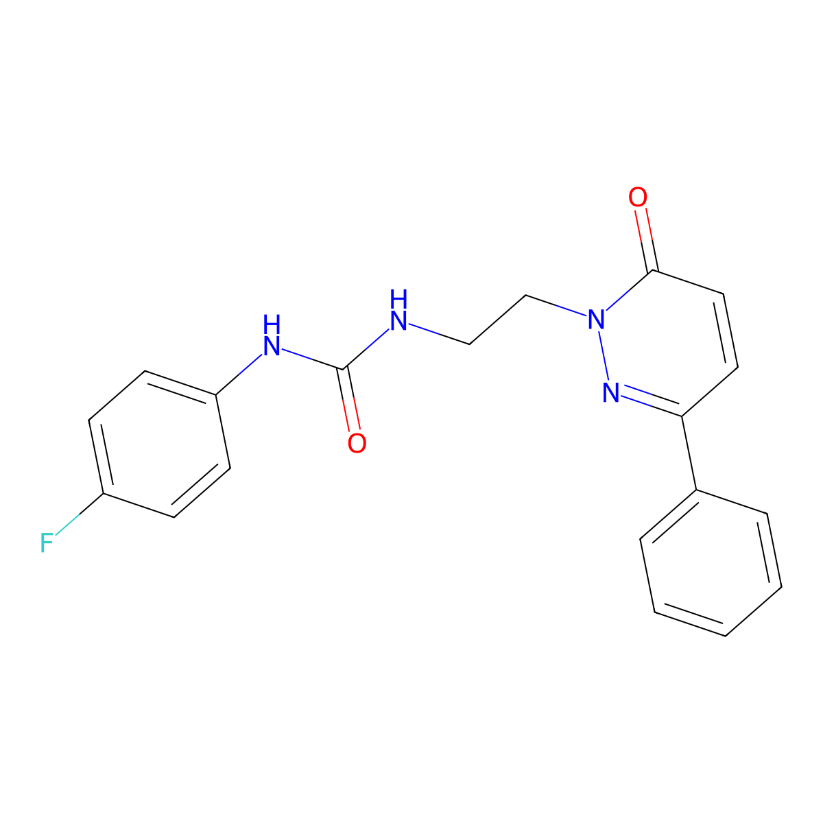1-(4-fluorophenyl)-3-(2-(6-oxo-3-phenylpyridazin-1(6H)-yl)ethyl)urea molecular structure, CAS 1020975-00-1