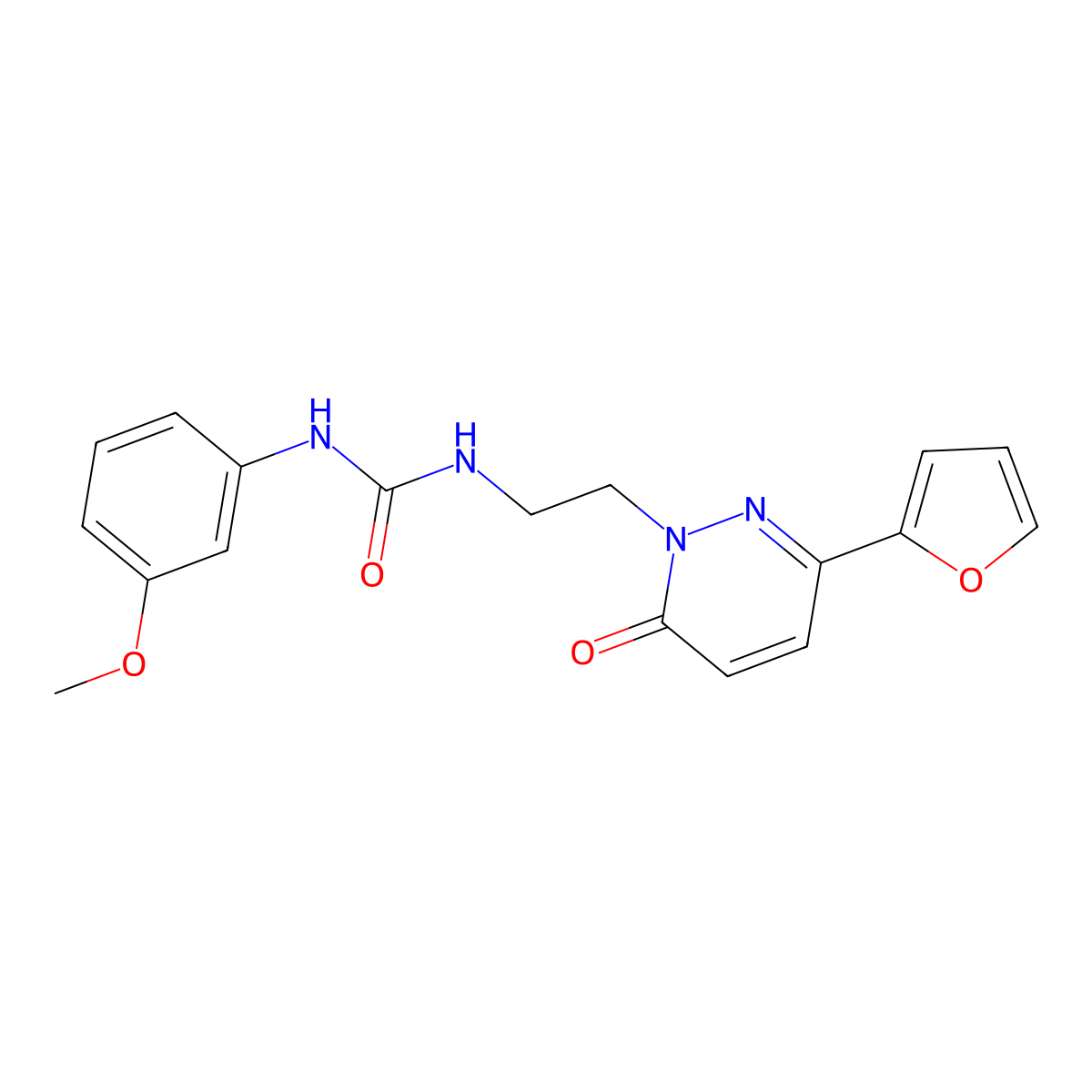 1-(2-(3-(furan-2-yl)-6-oxopyridazin-1(6H)-yl)ethyl)-3-(3-methoxyphenyl)urea molecular structure, CAS 1020975-05-6