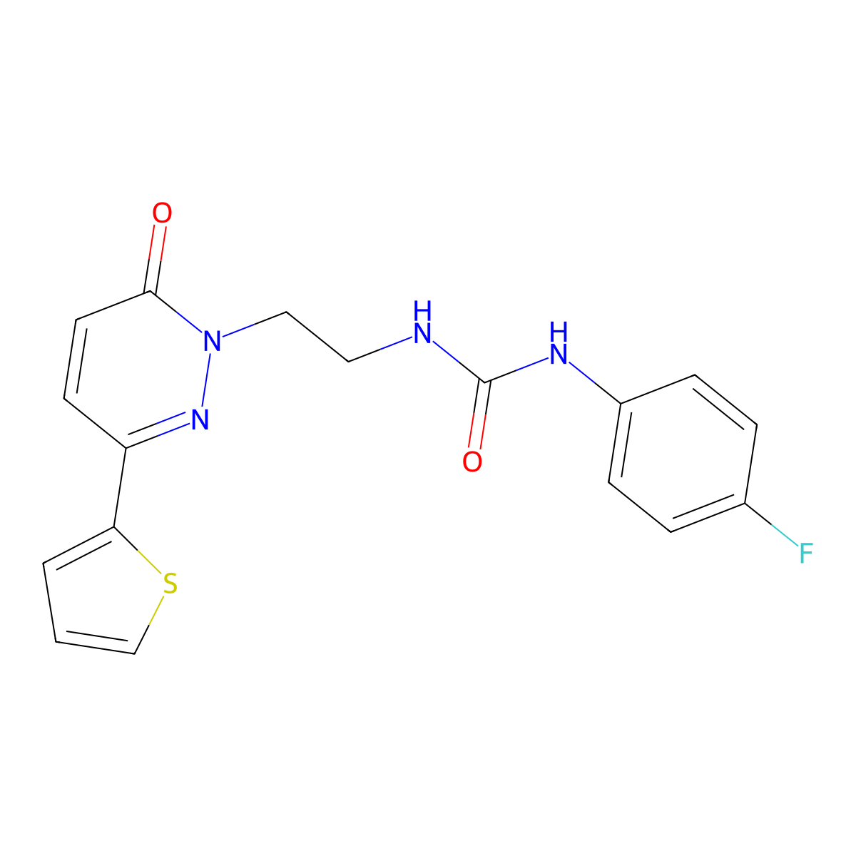1-(4-fluorophenyl)-3-(2-(6-oxo-3-(thiophen-2-yl)pyridazin-1(6H)-yl)ethyl)urea molecular structure, CAS 1020975-11-4