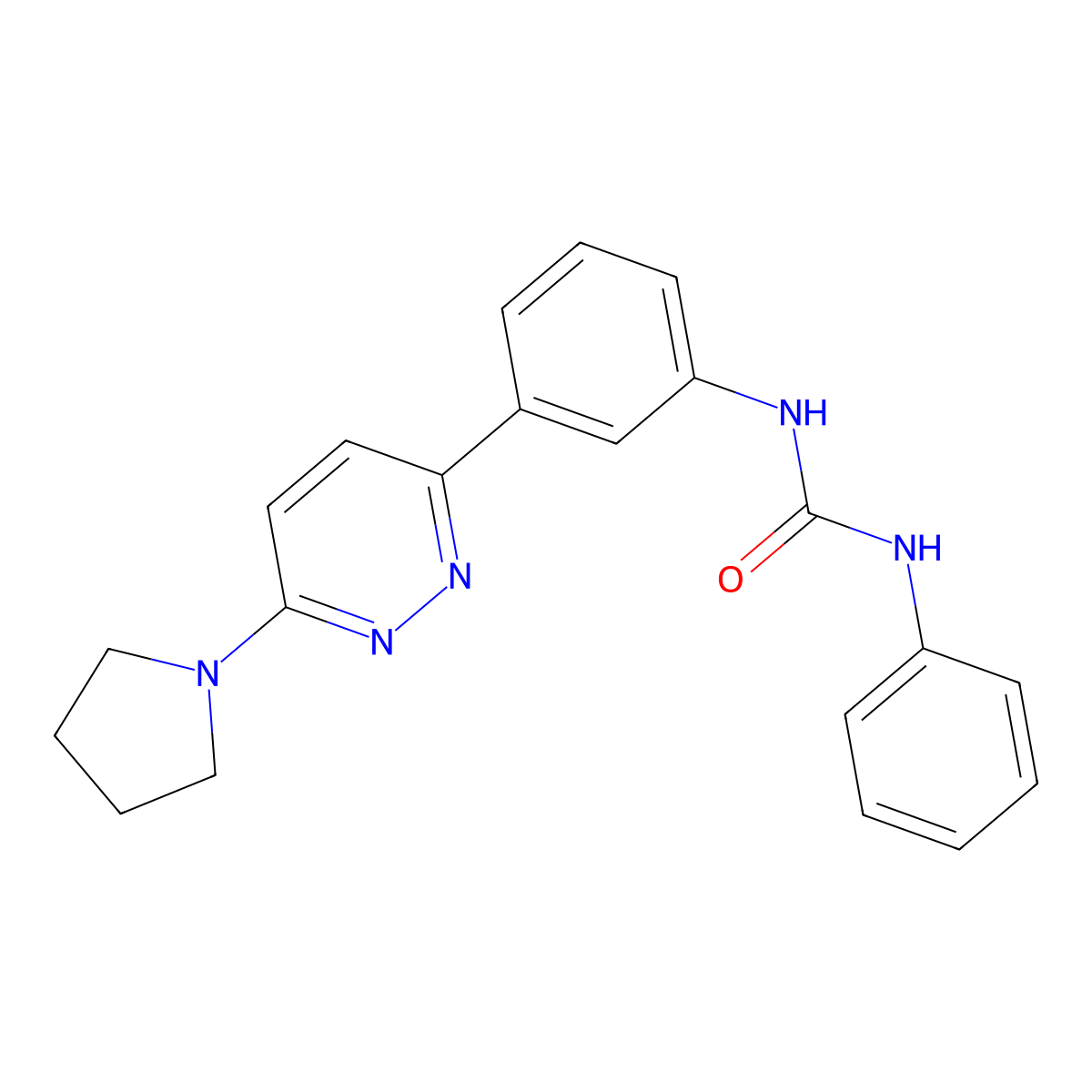 1-Phenyl-3-(3-(6-(pyrrolidin-1-yl)pyridazin-3-yl)phenyl)urea molecular structure, CAS 1020975-22-7