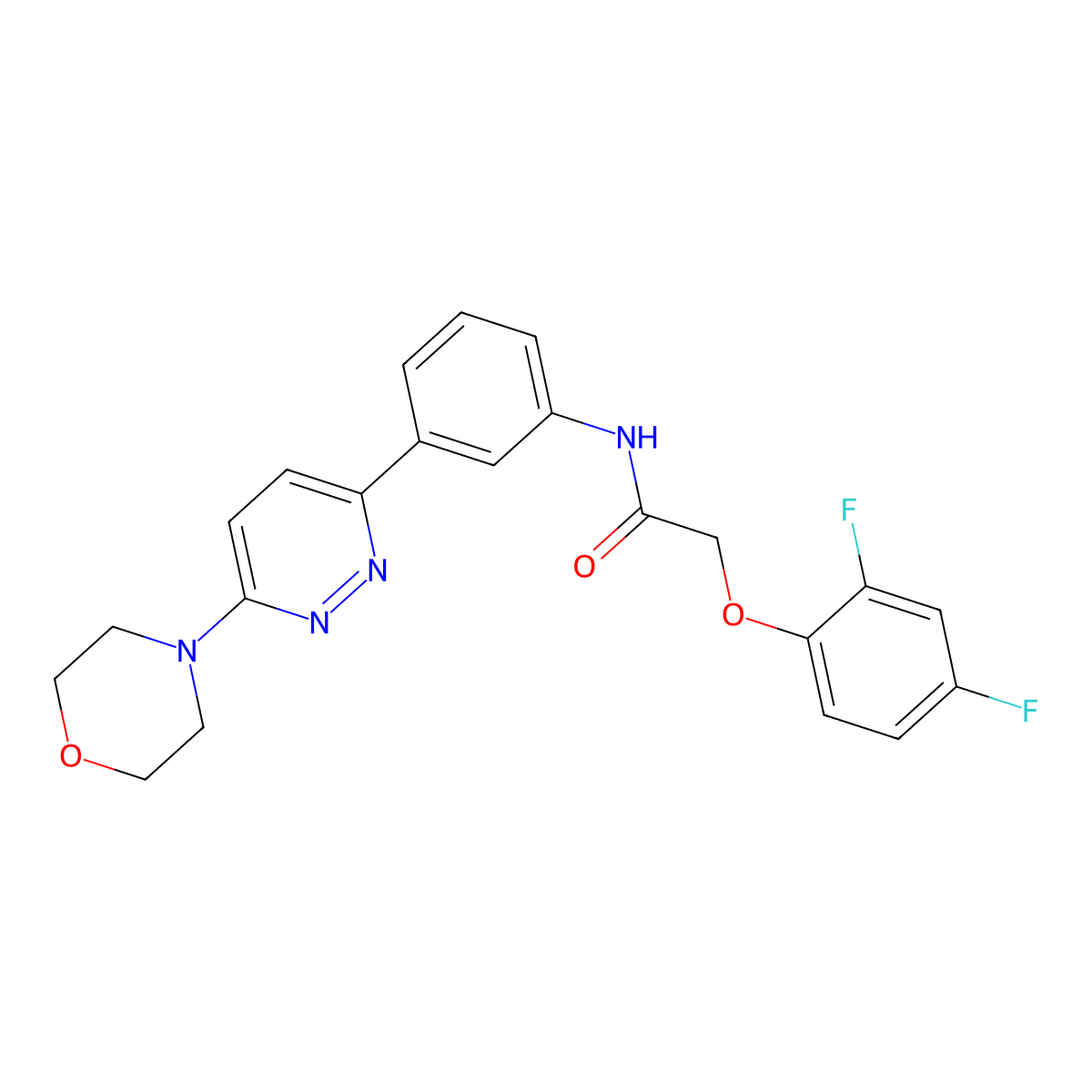 2-(2,4-difluorophenoxy)-N-(3-(6-morpholinopyridazin-3-yl)phenyl)acetamide molecular structure, CAS 1020975-27-2