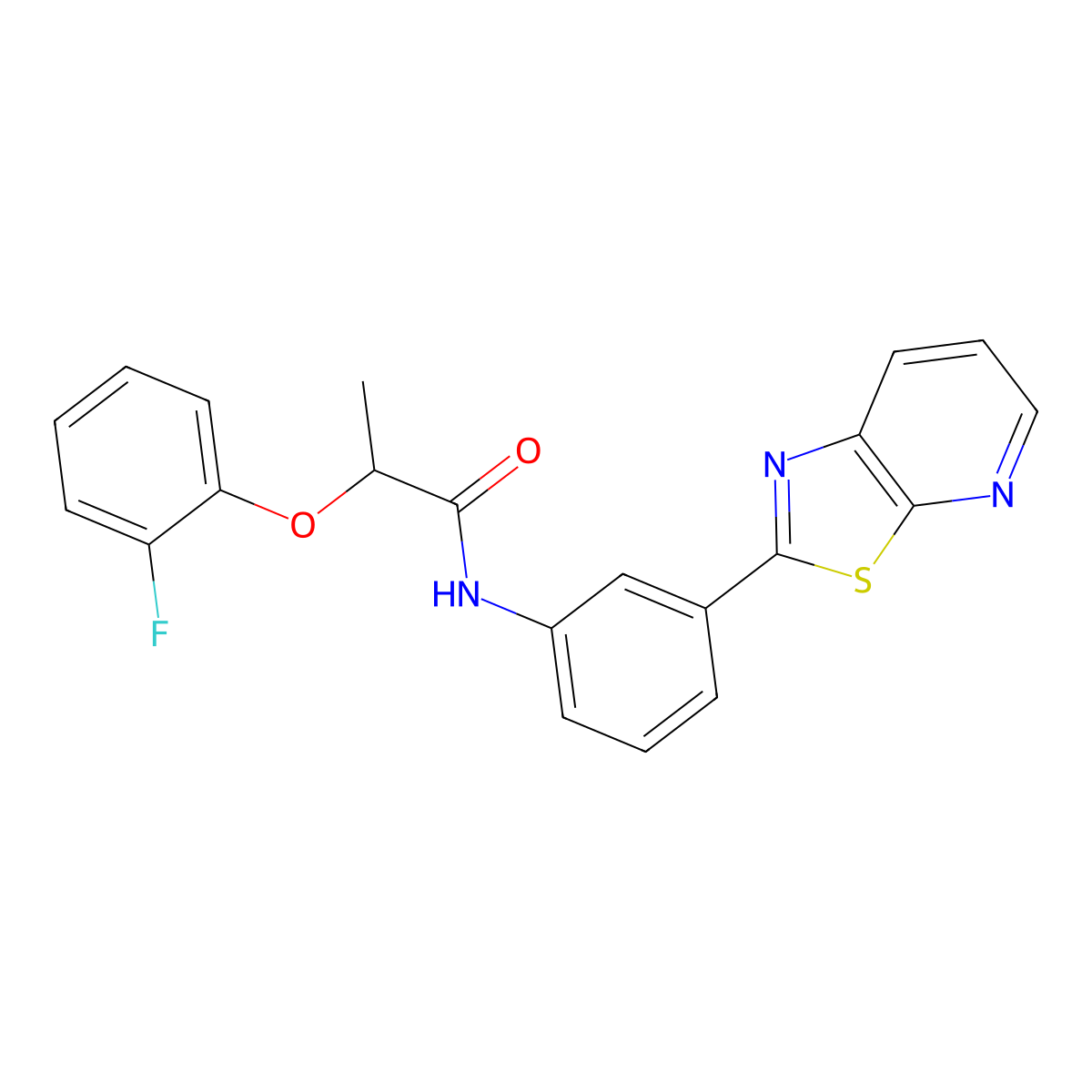 2-(2-fluorophenoxy)-N-(3-(thiazolo[5,4-b]pyridin-2-yl)phenyl)propanamide molecular structure, CAS 1020975-53-4