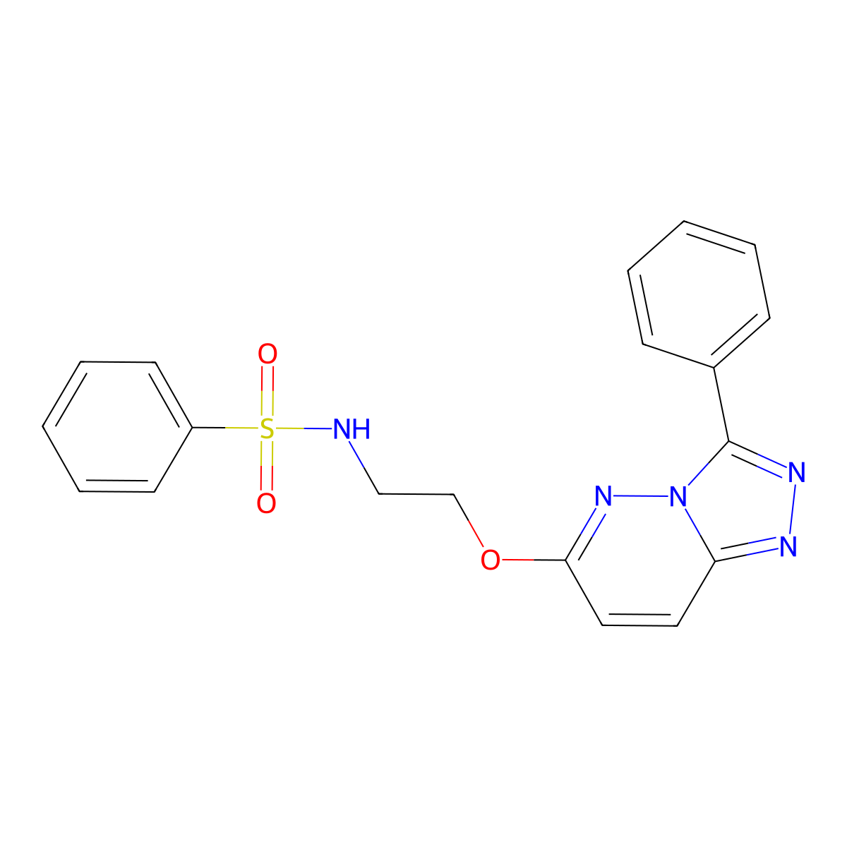 N-(2-((3-phenyl-[1,2,4]triazolo[4,3-b]pyridazin-6-yl)oxy)ethyl)benzenesulfonamide molecular structure, CAS 1020975-61-4
