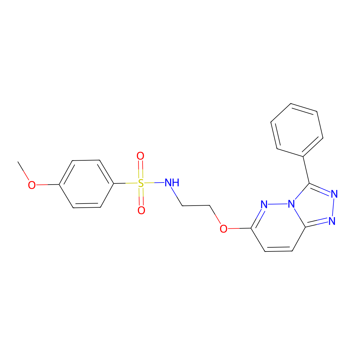 4-methoxy-N-(2-((3-phenyl-[1,2,4]triazolo[4,3-b]pyridazin-6-yl)oxy)ethyl)benzenesulfonamide molecular structure, CAS 1020975-69-2