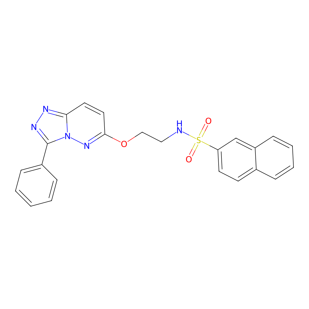 N-(2-((3-phenyl-[1,2,4]triazolo[4,3-b]pyridazin-6-yl)oxy)ethyl)naphthalene-2-sulfonamide molecular structure, CAS 1020975-76-1