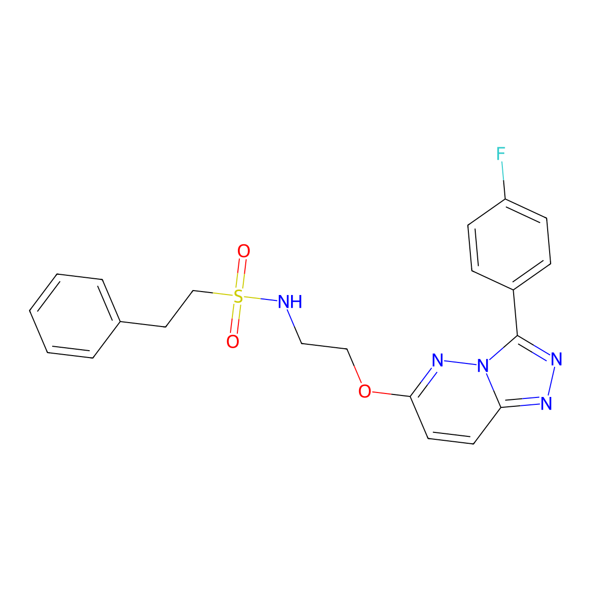 N-(2-((3-(4-fluorophenyl)-[1,2,4]triazolo[4,3-b]pyridazin-6-yl)oxy)ethyl)-2-phenylethanesulfonamide molecular structure, CAS 1020976-04-8