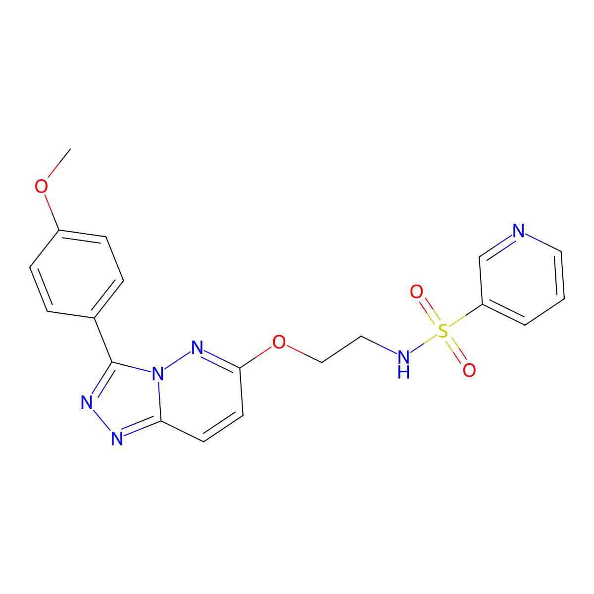 N-(2-((3-(4-methoxyphenyl)-[1,2,4]triazolo[4,3-b]pyridazin-6-yl)oxy)ethyl)pyridine-3-sulfonamide molecular structure, CAS 1020976-26-4