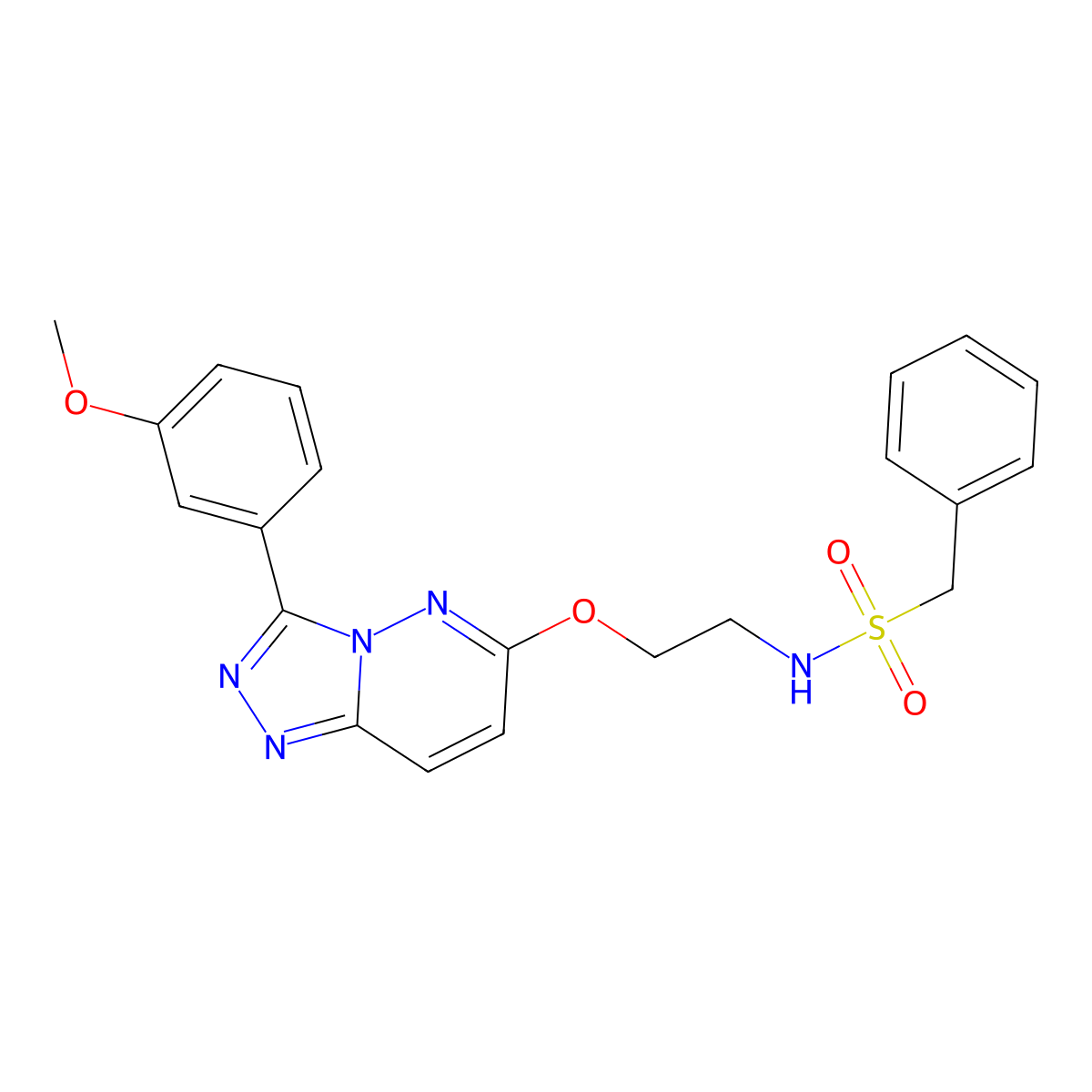 N-(2-((3-(3-methoxyphenyl)-[1,2,4]triazolo[4,3-b]pyridazin-6-yl)oxy)ethyl)-1-phenylmethanesulfonamide molecular structure, CAS 1020976-34-4