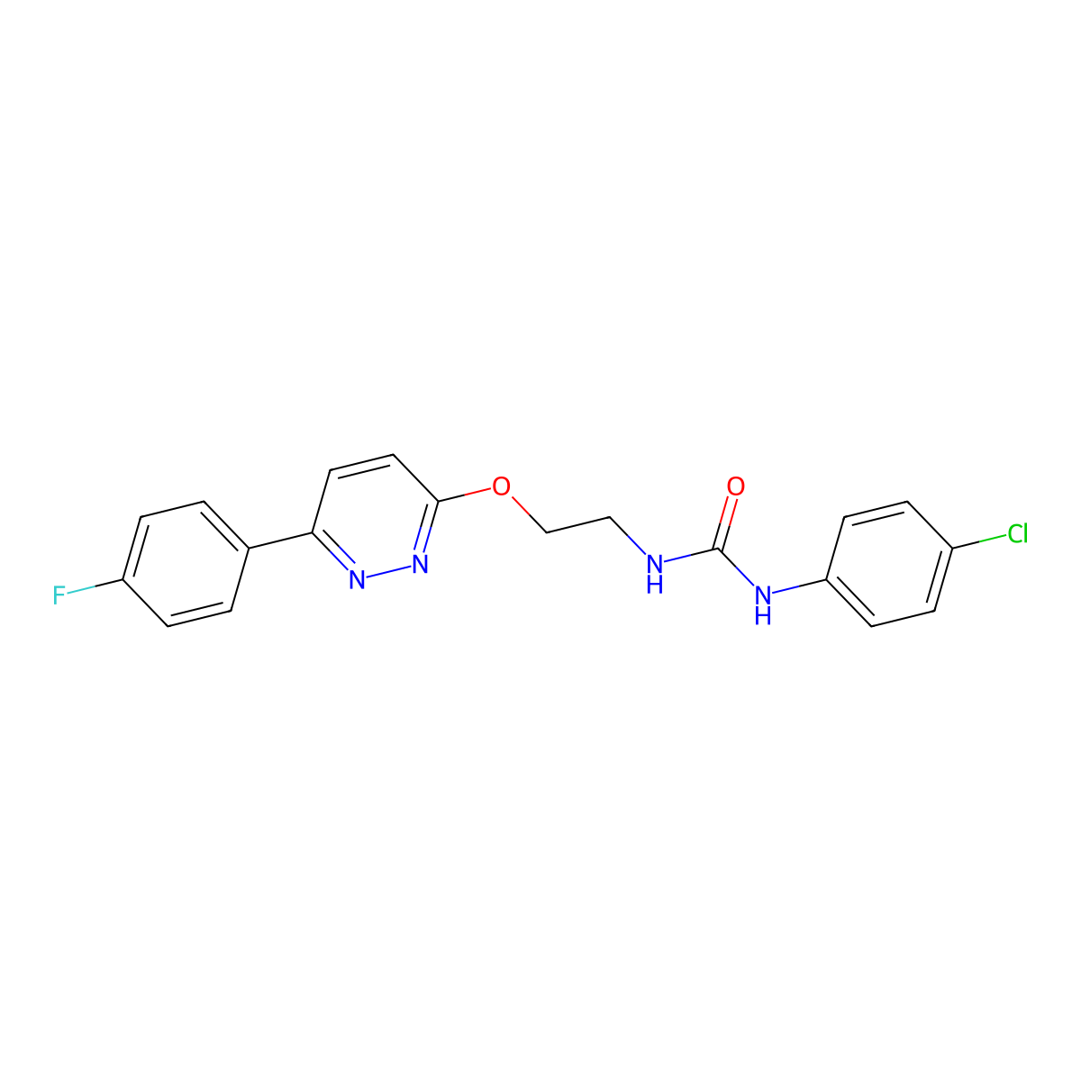 1-(4-Chlorophenyl)-3-(2-((6-(4-fluorophenyl)pyridazin-3-yl)oxy)ethyl)urea molecular structure, CAS 1020976-47-9