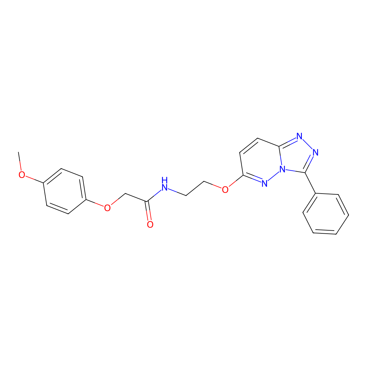 2-(4-methoxyphenoxy)-N-(2-((3-phenyl-[1,2,4]triazolo[4,3-b]pyridazin-6-yl)oxy)ethyl)acetamide molecular structure, CAS 1020976-55-9