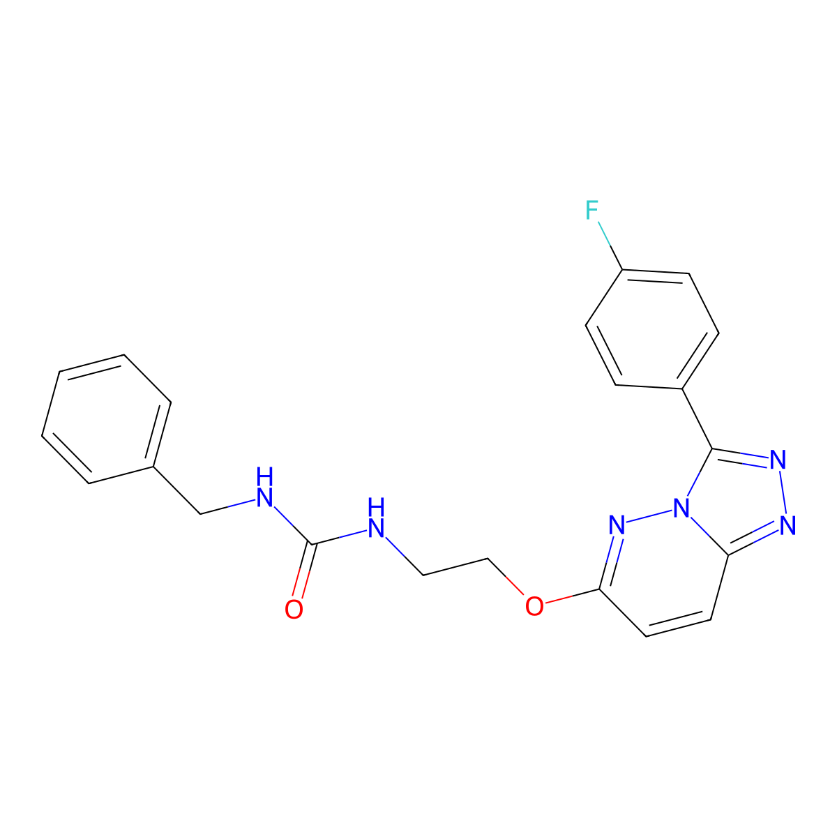 1-Benzyl-3-(2-((3-(4-fluorophenyl)-[1,2,4]triazolo[4,3-b]pyridazin-6-yl)oxy)ethyl)urea molecular structure, CAS 1020976-71-9