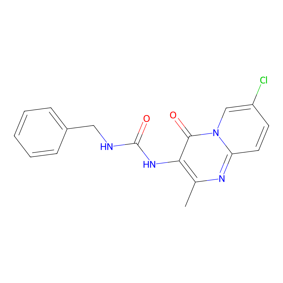 1-benzyl-3-(7-chloro-2-methyl-4-oxo-4H-pyrido[1,2-a]pyrimidin-3-yl)urea molecular structure, CAS 1020976-86-6