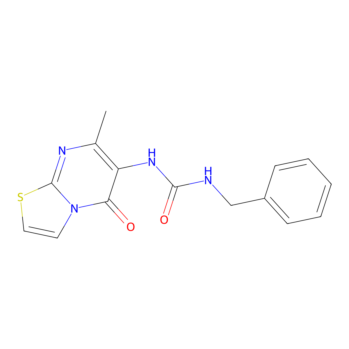 1-benzyl-3-(7-methyl-5-oxo-5H-thiazolo[3,2-a]pyrimidin-6-yl)urea molecular structure, CAS 1020977-04-1