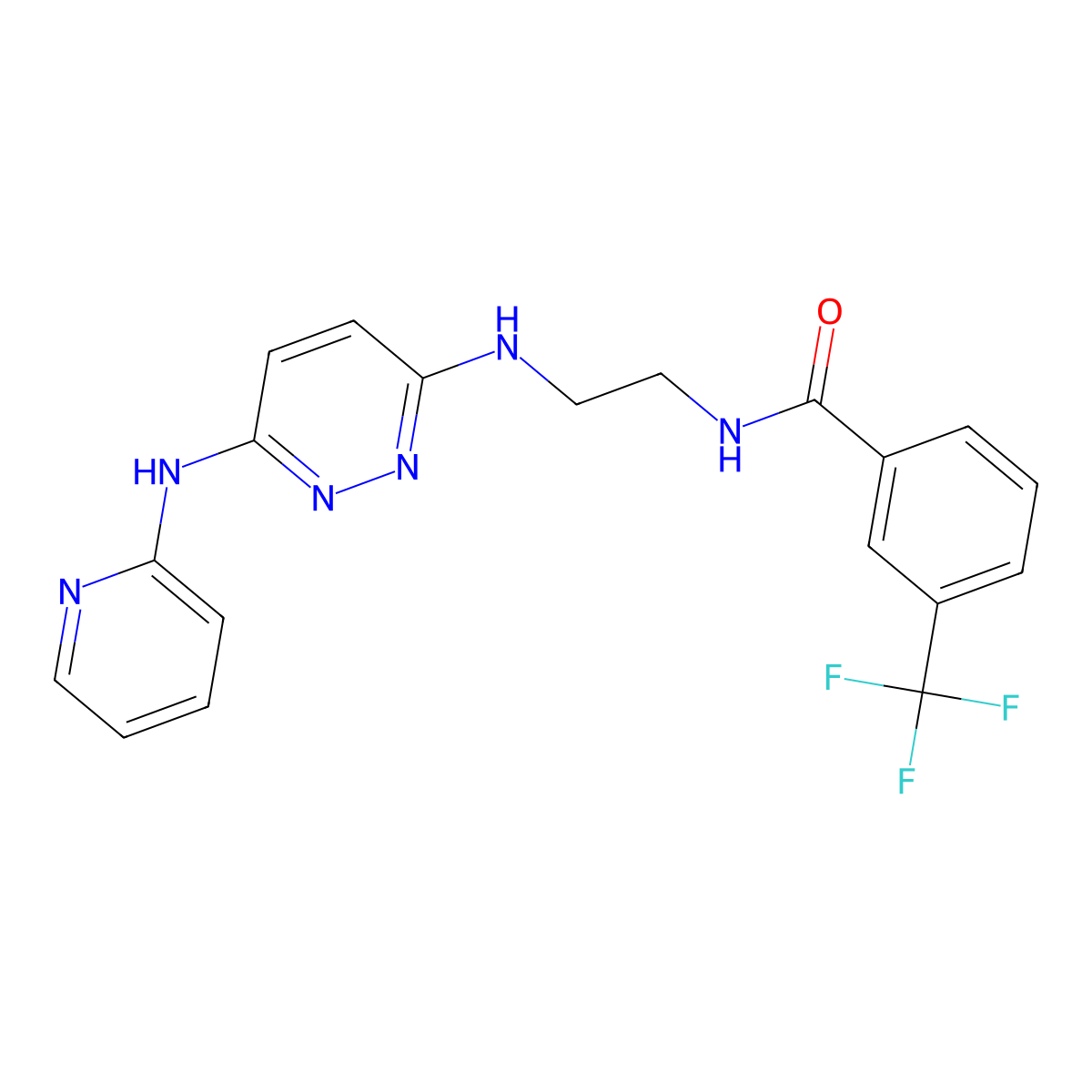 N-(2-((6-(pyridin-2-ylamino)pyridazin-3-yl)amino)ethyl)-3-(trifluoromethyl)benzamide molecular structure, CAS 1020977-23-4