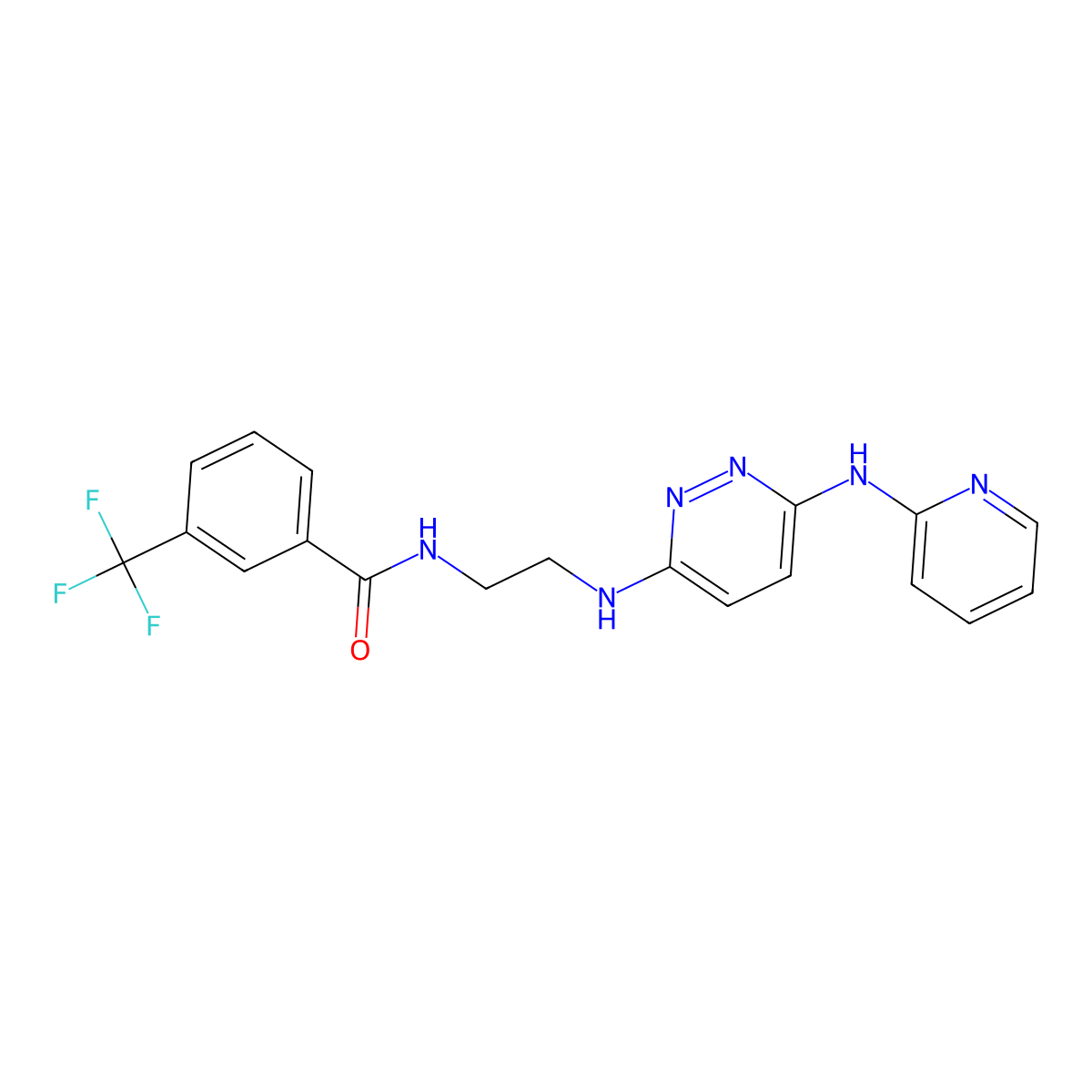 N-(2-((6-(pyridin-2-ylamino)pyridazin-3-yl)amino)ethyl)-3-(trifluoromethyl)benzamide molecular structure, CAS 1020977-23-4