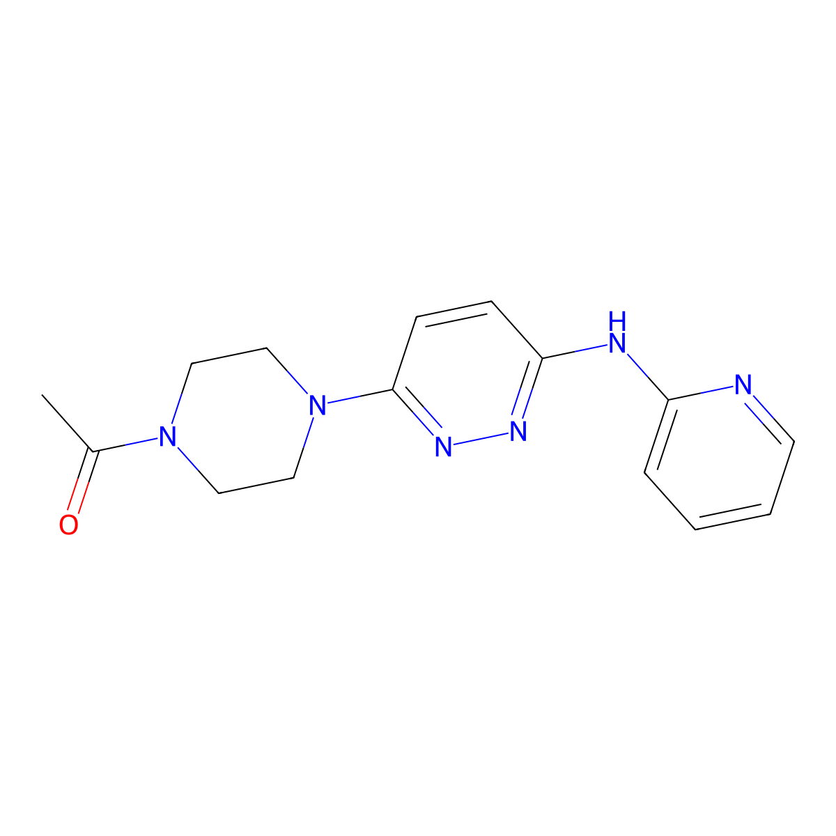 1-(4-(6-(Pyridin-2-ylamino)pyridazin-3-yl)piperazin-1-yl)ethanone molecular structure, CAS 1020977-54-1