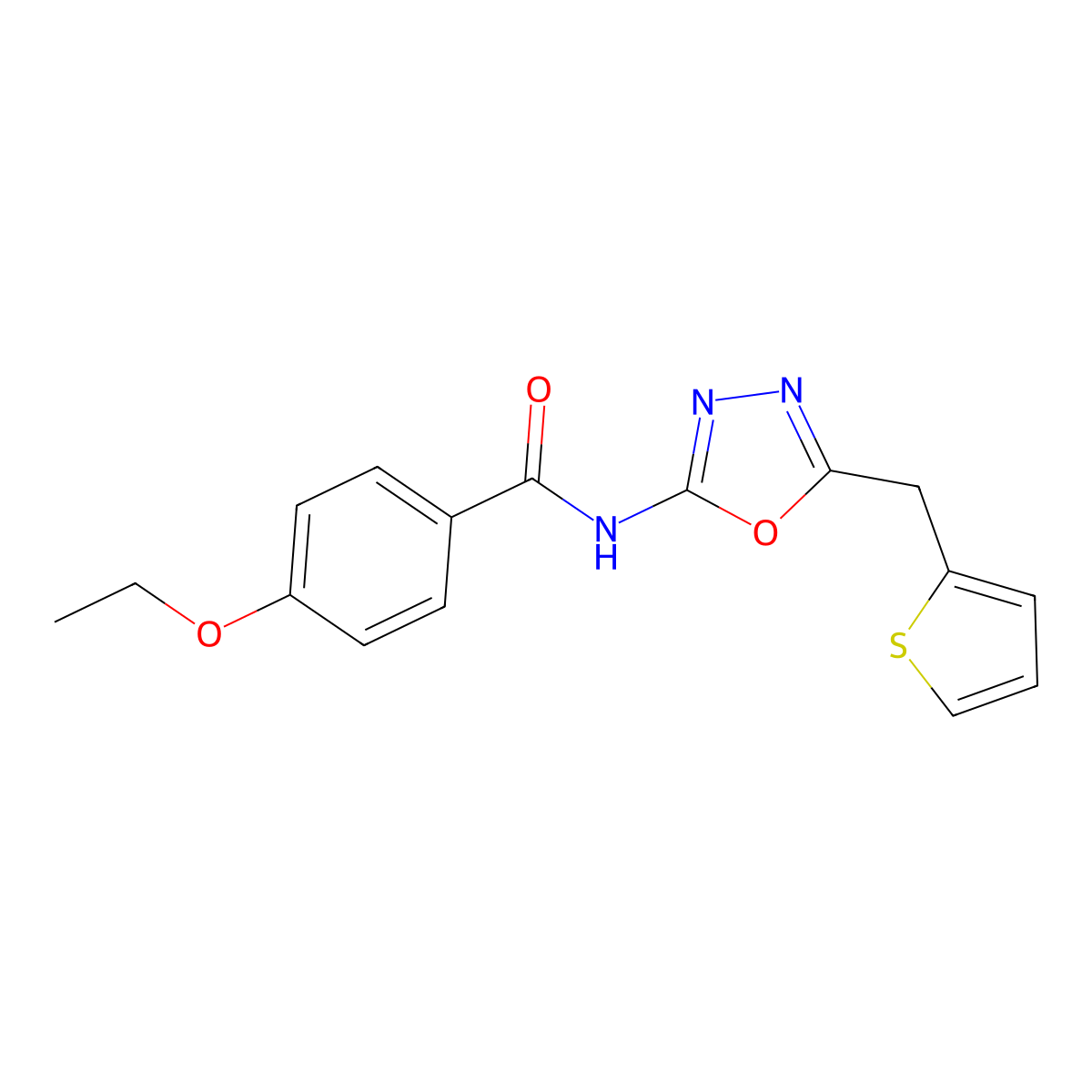 4-ethoxy-N-(5-(thiophen-2-ylmethyl)-1,3,4-oxadiazol-2-yl)benzamide molecular structure, CAS 1020977-59-6